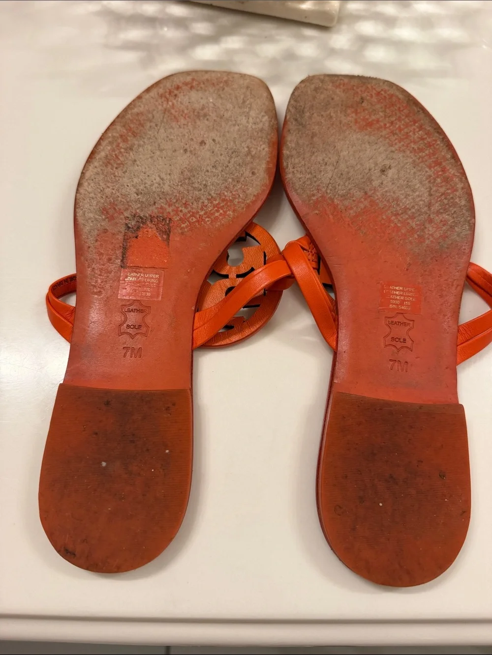 Tory Burch Orange Logo Thong Sandals